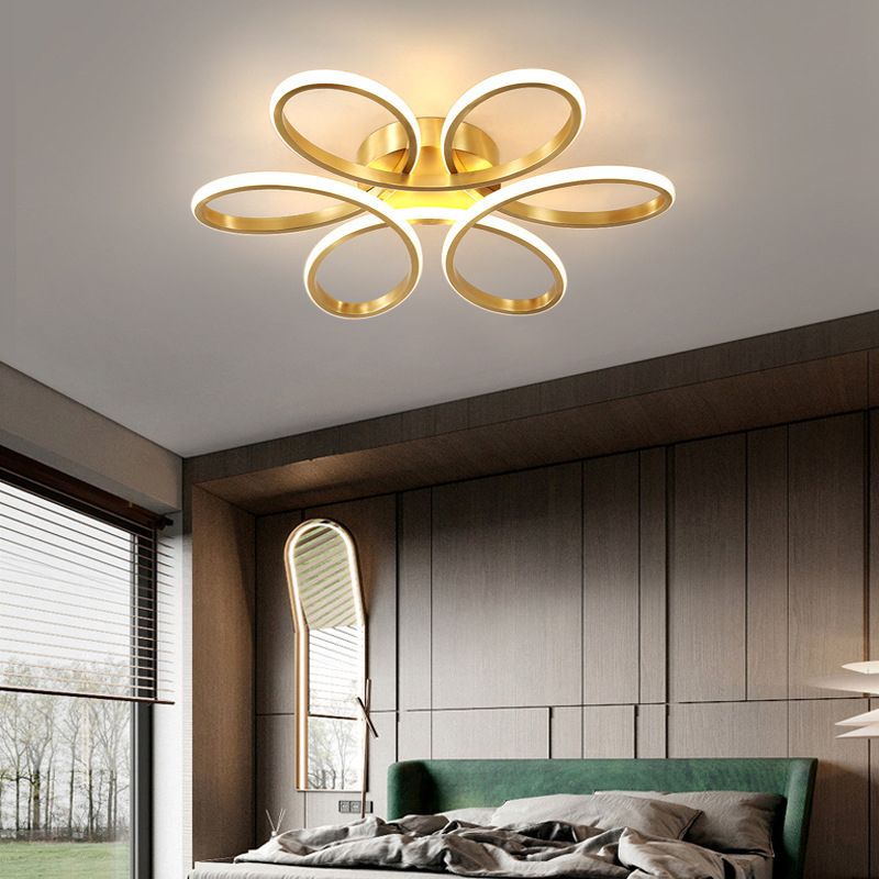 Flower Semi Flush Mount Light Acrylic Modern Simplicity Flush Ceiling Light Fixtures for Bedroom