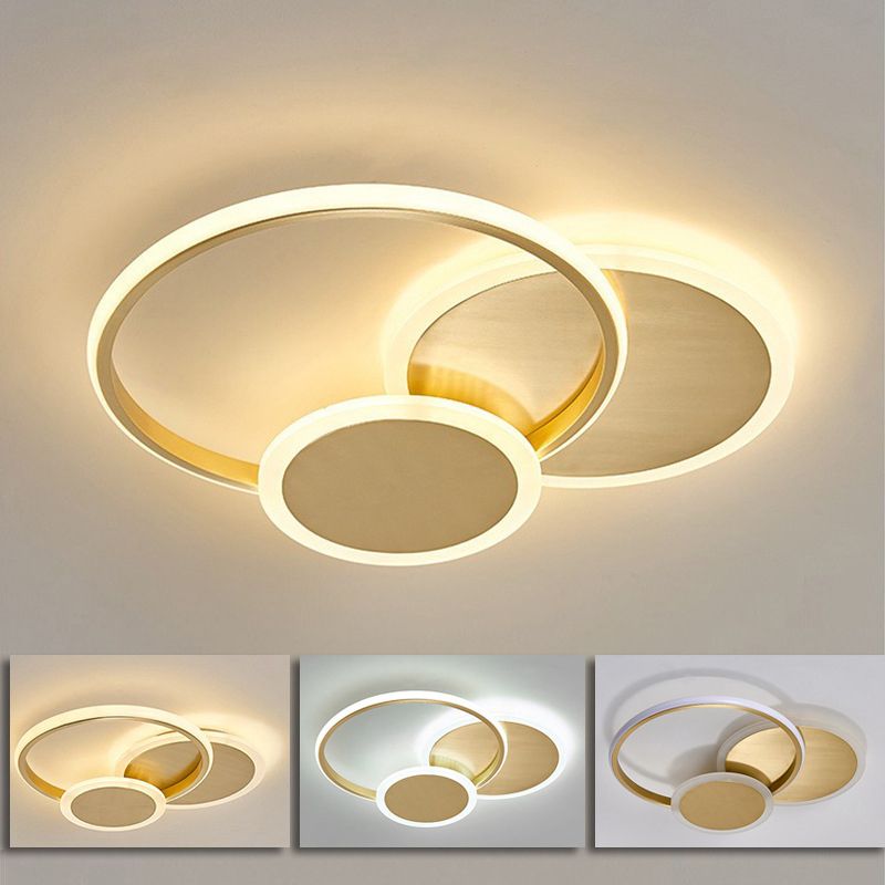 Multiple-Light Round Flush Mount Lighting Modern Metal Ceiling Lighting