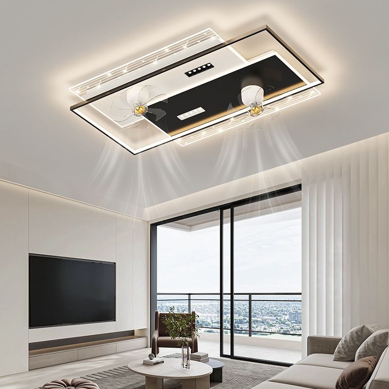 Round / Square LED Fan Mount Fixture in Black and White Modern Ceiling Fan