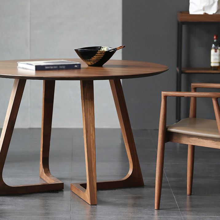 Modern Round Shape Solid Wood Dining Table Kitchen Standard Dining Table with Double Pedestal