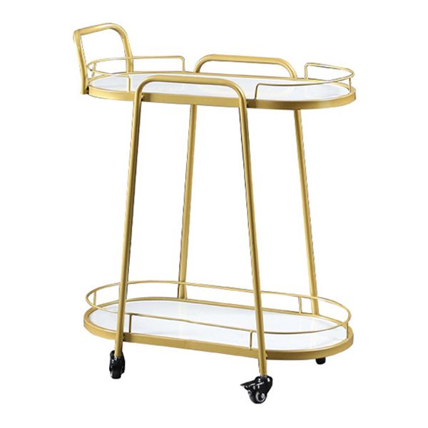 Modern Style Oval Prep Table Rolling Metal Prep Table for Home