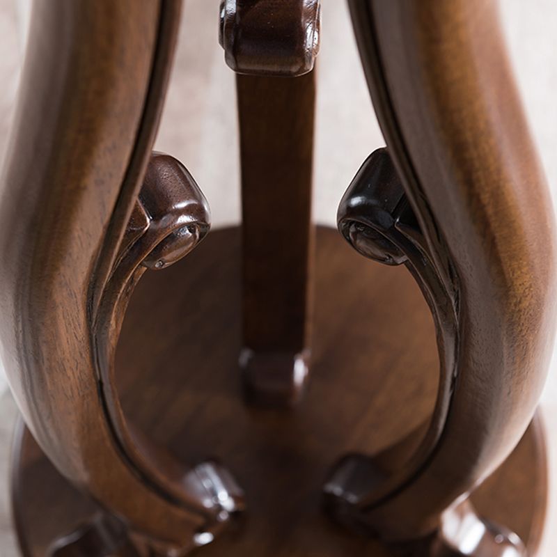 Pedestal End Table Brown Round Wood Side End Table - Distressed Surface Treatment