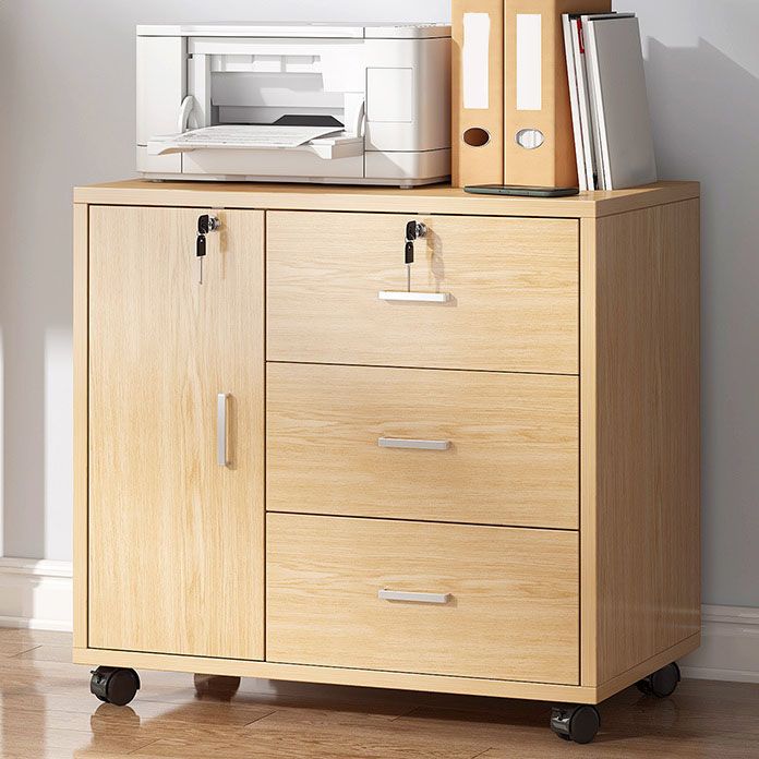 Traditional Cabinet Wood Drawers Storage Shelves Filing Cabinet with Wheels