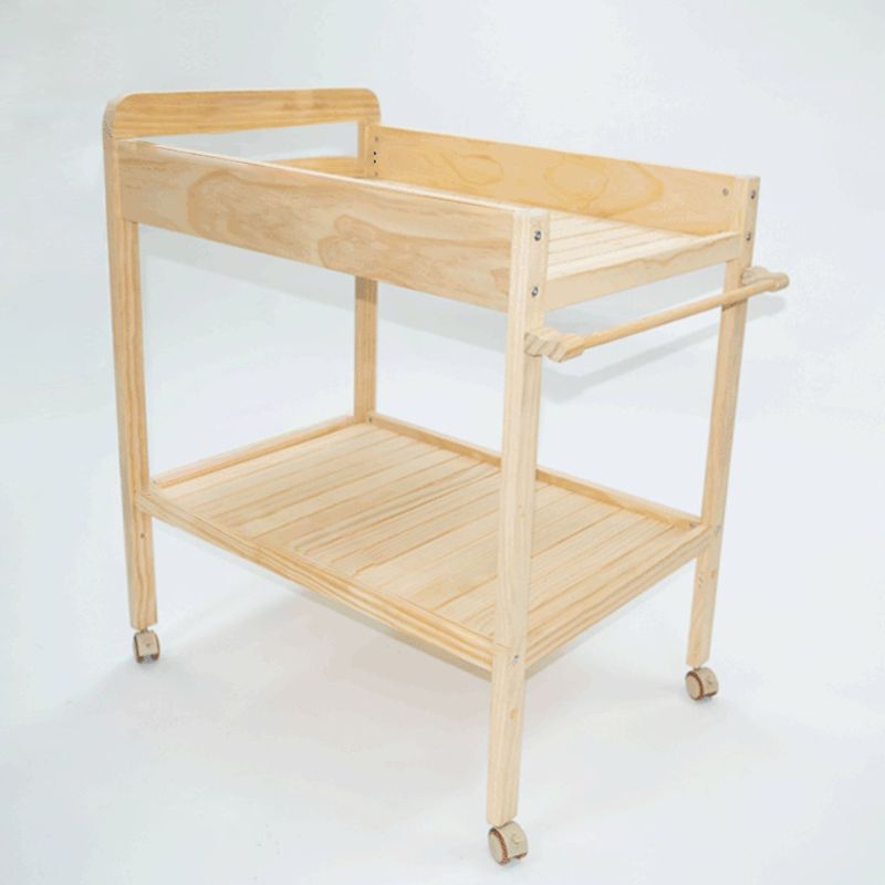 Modern Wooden Baby Changing Table Flat Top Changing Table With 4 Wheels