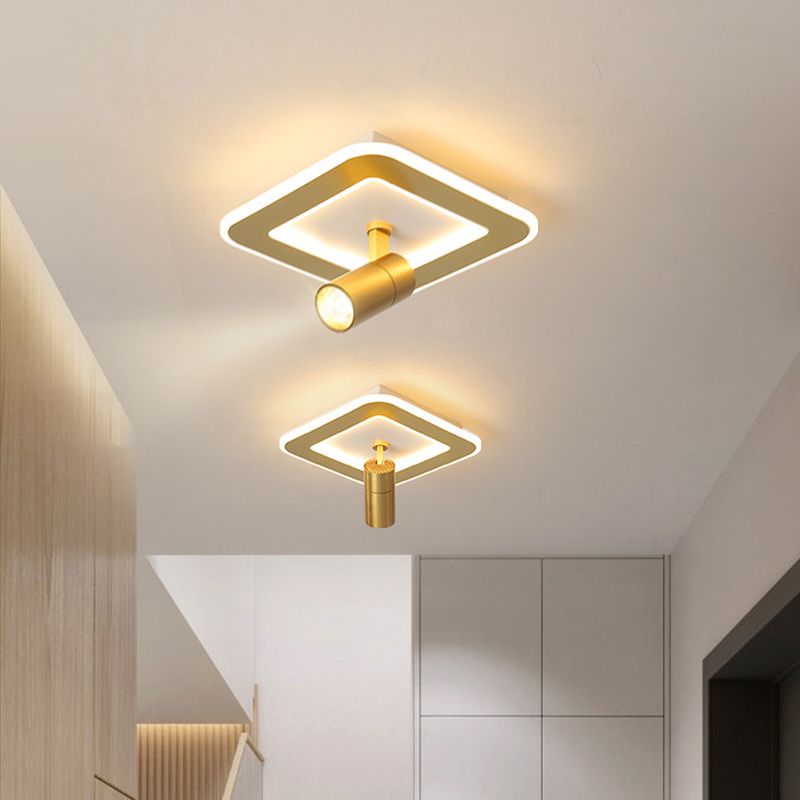 1-Light LED Semi Flush Mount in Modern Concise Style Metal Indoor Ceiling Light in Gold