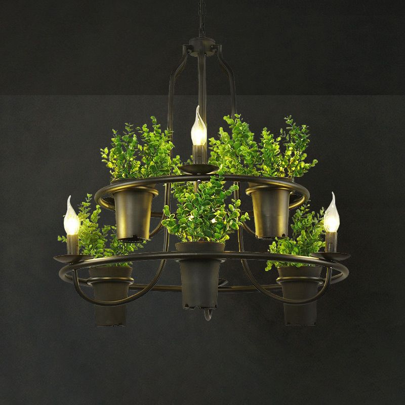 Plant Metal Pendant Chandelier Farm Style Restaurant Hanging Light Fixture for Decoration