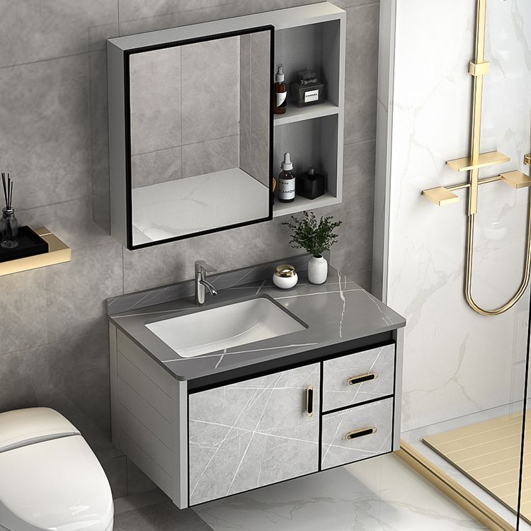 Modern Metal Sink Vanity Wood Wall Mount Faucet Included Bathroom Vanity