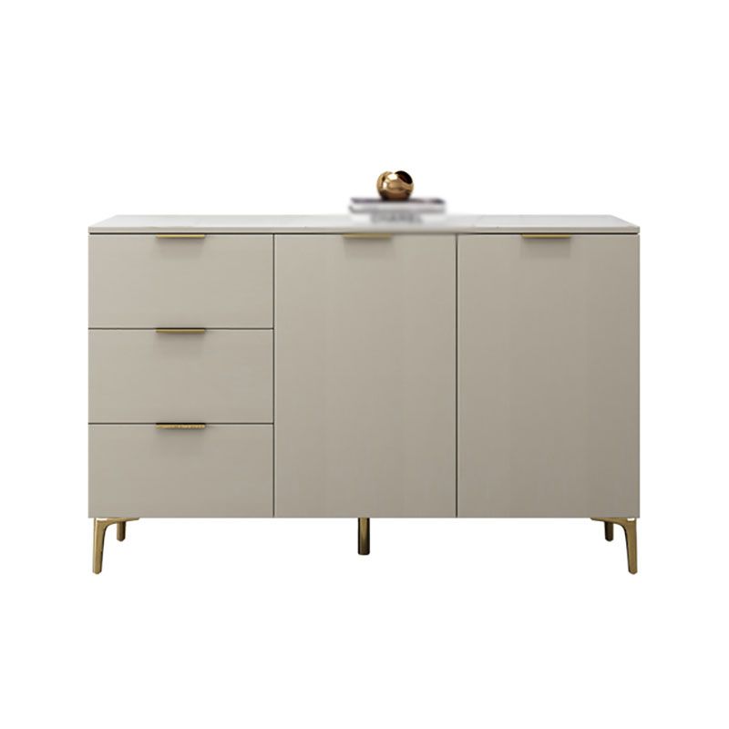 Glam Drawer Sideboard Engineered Wood Credenza with Stone Countertop for Living Room