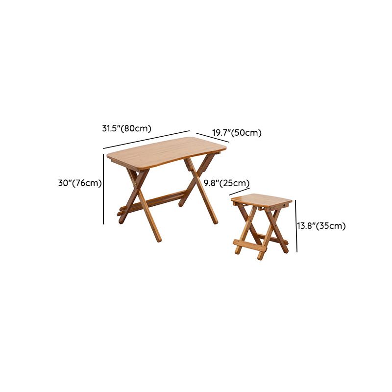 Natural Color Bamboo Writing Desk School Family Children Liftable Folding Study Table