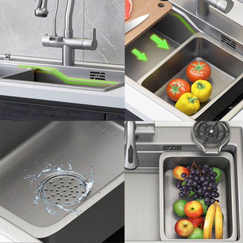 Contemporary Style Kitchen Sink Stainless Steel 3 Holes Kitchen Sink