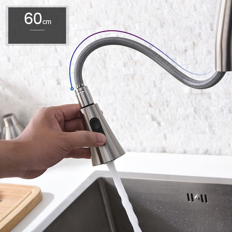 Modern Spray Kitchen Faucet Stainless Steel with Pull Out Sprayer Bar Faucet