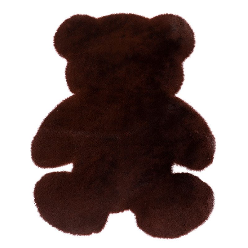 Distinctive Solid Color Shag Rug Funky Bear Shape Carpet Polyester Anti-Slip Carpet for Living Room