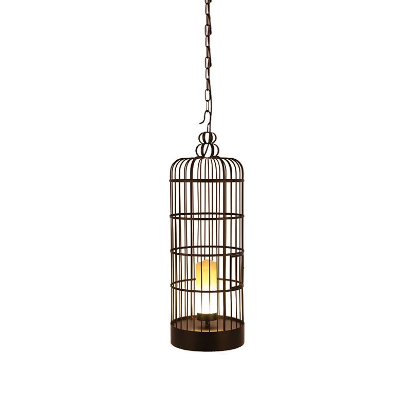 Cylinder Dining Room Hanging Light Kit Industrial Metal 1 Light Black/Blue Pendant Lighting