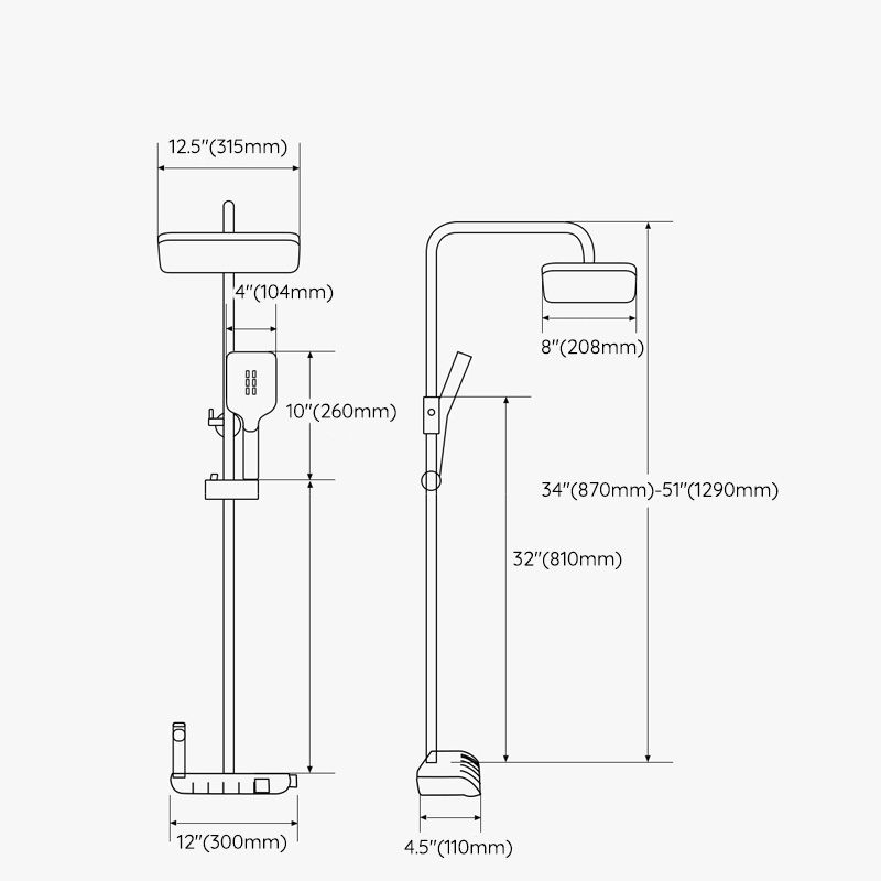 Modern Shower Set Handheld Shower Head Slide Bar Wall Mounted Shower System