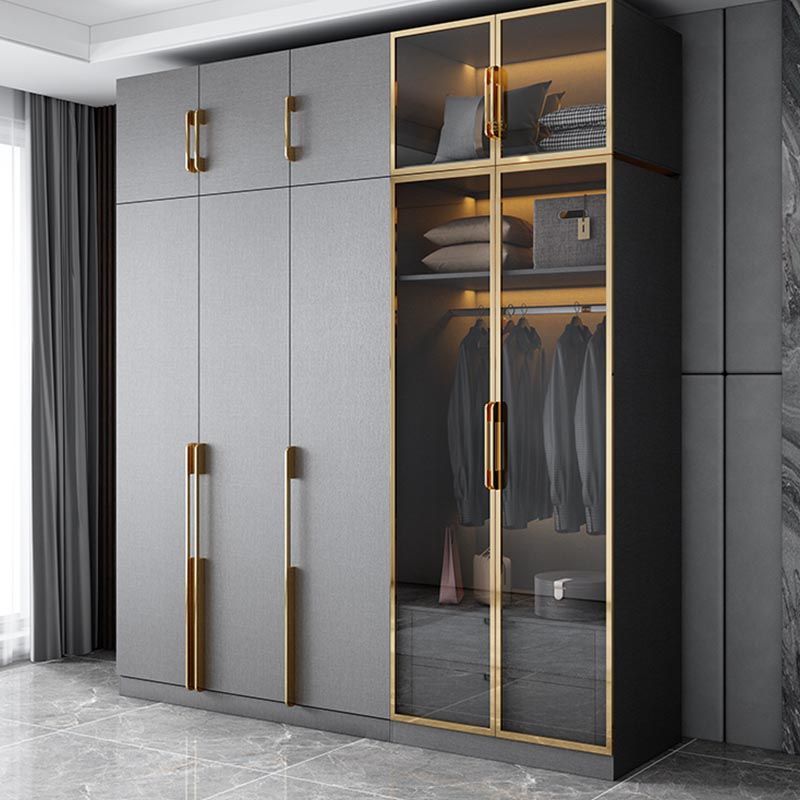 Contemporary Style Wood Wardrobe Soft Close Drawer Wardrobe Closet