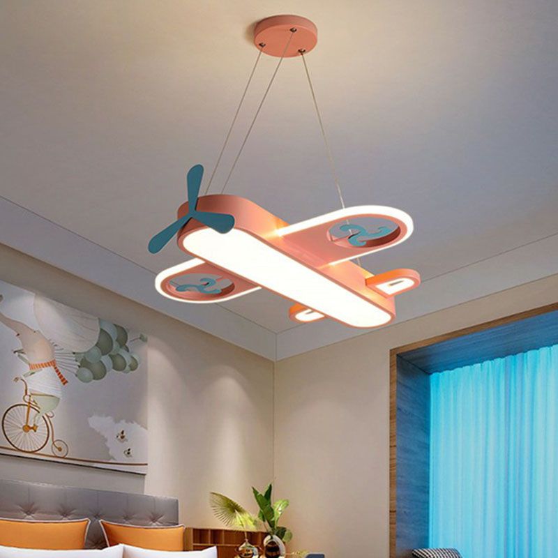 Airplane Shape Child Room Chandelier Lamp Acrylic Contemporary LED Hanging Lighting