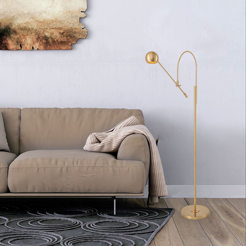 Arch/Right Angle Swivelable Floor Lighting Postmodern Metal 1-Light Gold Standing Lamp with Dome Shade