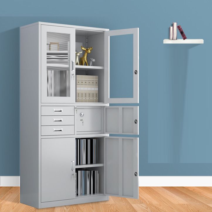 Modern Glass Cabinet Locking Drawers and Storage Shelves Filing Cabinet