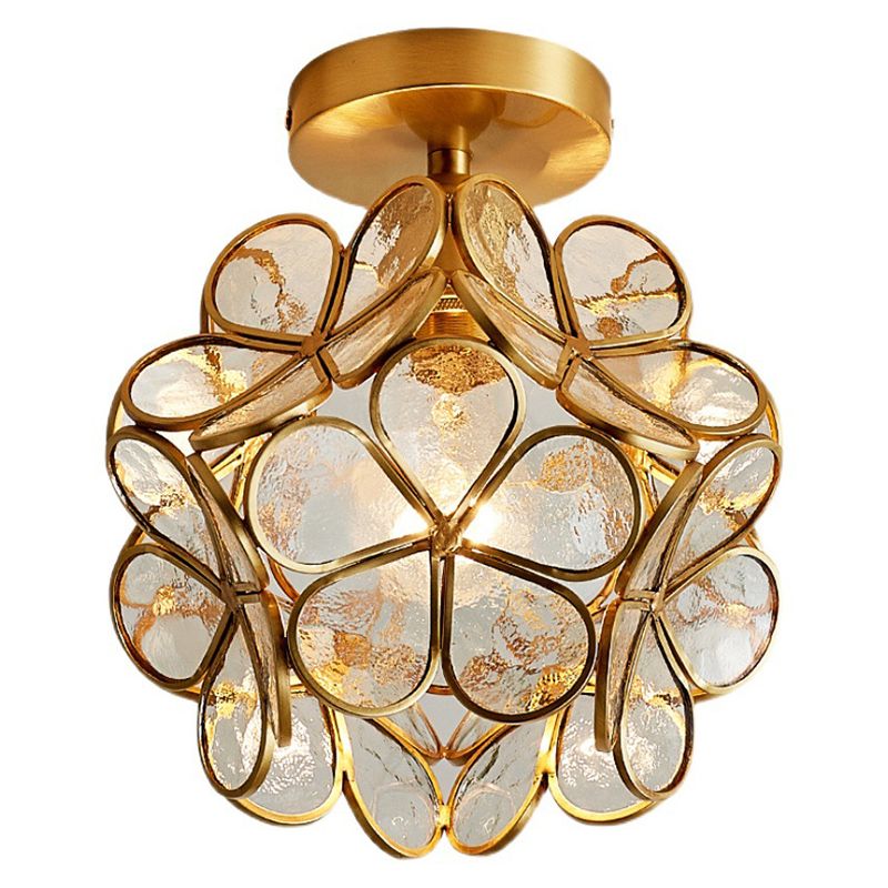 Flower Semi Flush Mount Light Klassische Deckenleuchte aus Glas für den Flur