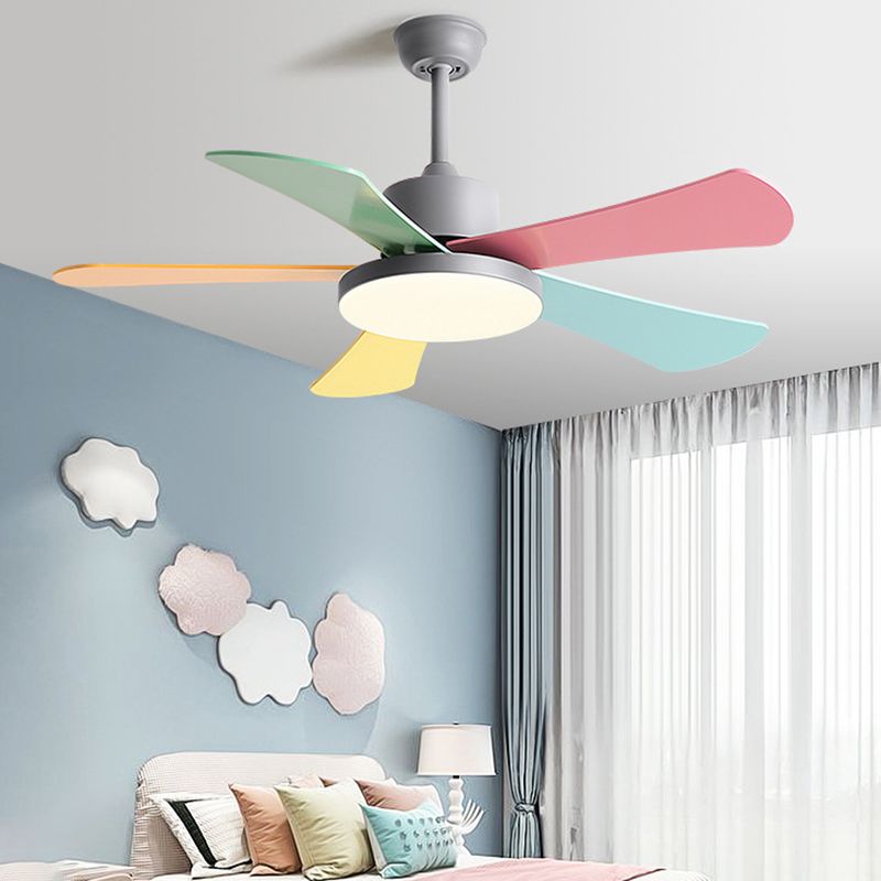 Contemporary Ceiling Fan Light Fixture Colorful LED Ceiling Flush Mount for Bedroom