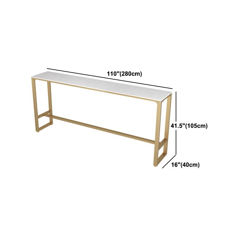 Glam Style Rectangle Bar Table Faux Marble Bar Dining Table with Footrest