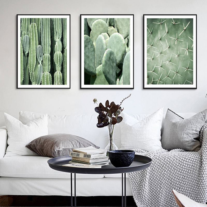 Cactus Painting Soft Color Canvas Wall Art Print Textured, Multiple Sizes Options