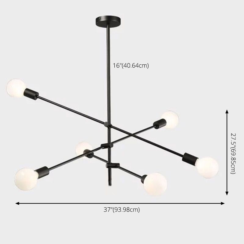 Molecular Metal Chandelier Lighting Industrial Exposed Bulb Hanging Pendant Light for Living Room