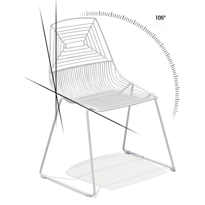 Modern Armless Stacking Side Chair White Iron Dining Side Chair