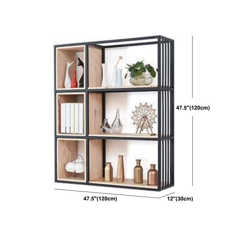 Modern Metal and Wooden Book Shelf Open Study Room Bookcase with Shelves