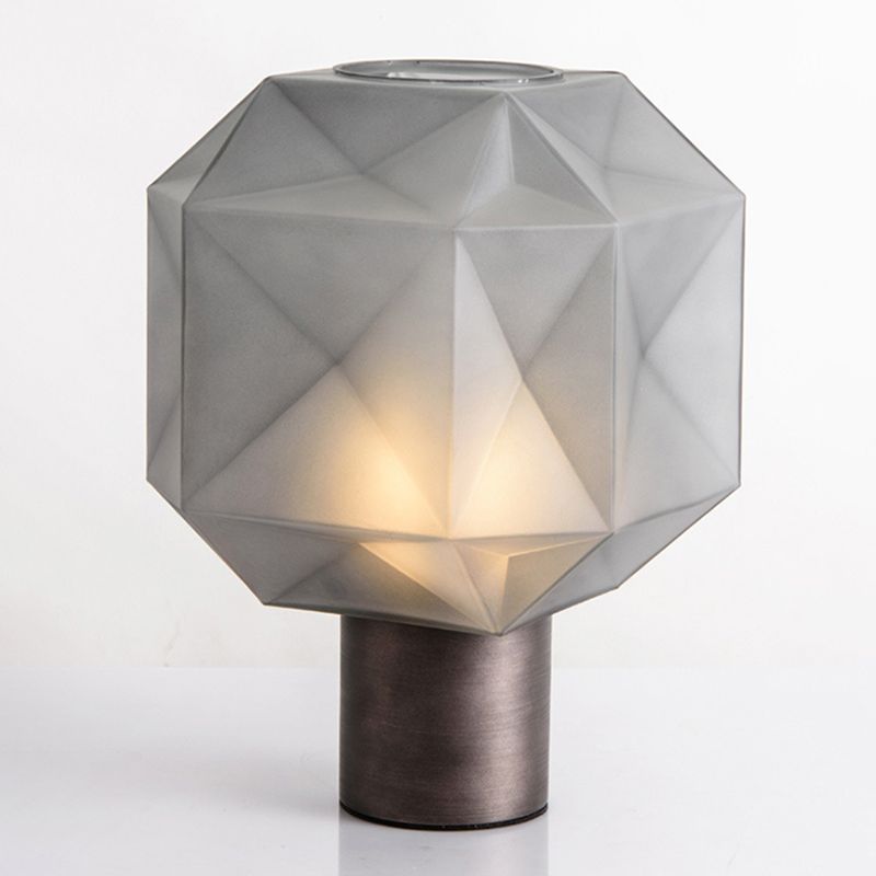 Postmodern Rhombus Table Lamp Smoke Grey Glass 1 Head Living Room Night Light