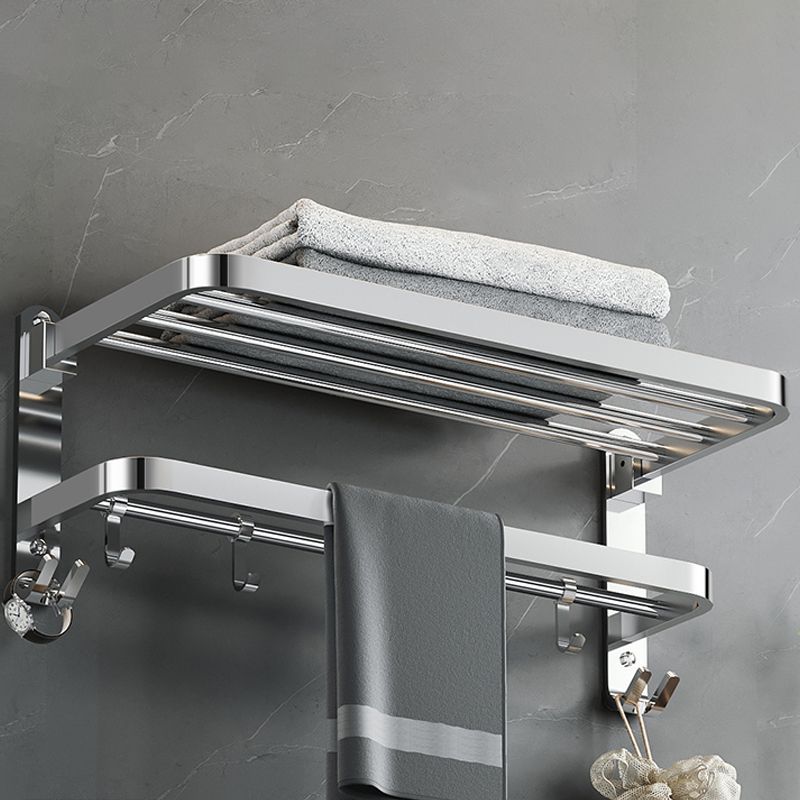 Polished Chrome Modern Bathroom Accessory Set in Stainless with Bath Shelf/Towel Bar