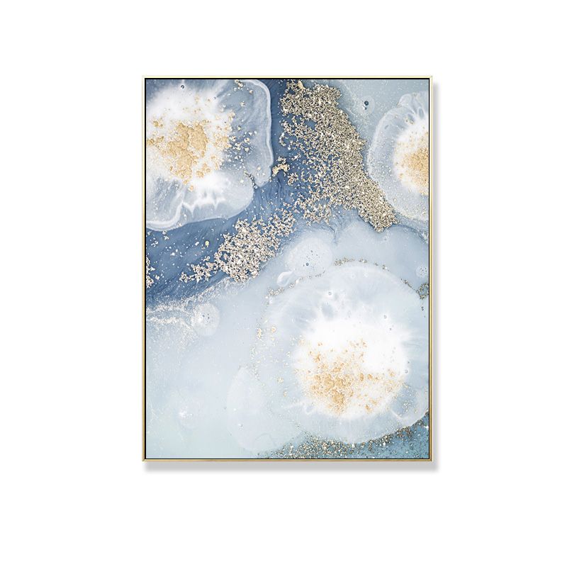 Light Blue Gem-Like Wall Art Abstract Nordic Textured Canvas Print for Living Room