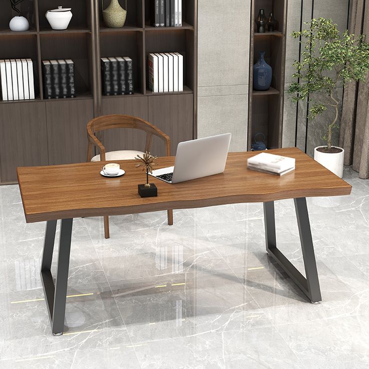 Contemporary Style Office Desk Solid Wood Brown Meeting Writing Desk