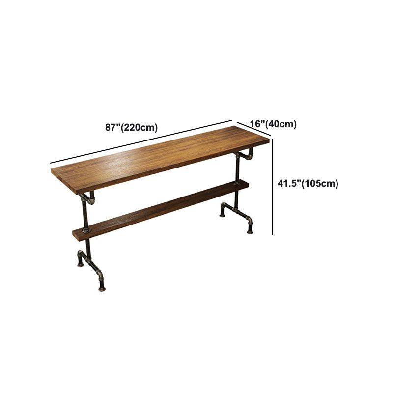 Wood Rectangle Top Counter Table 42-inch Height Industrial Bar Table