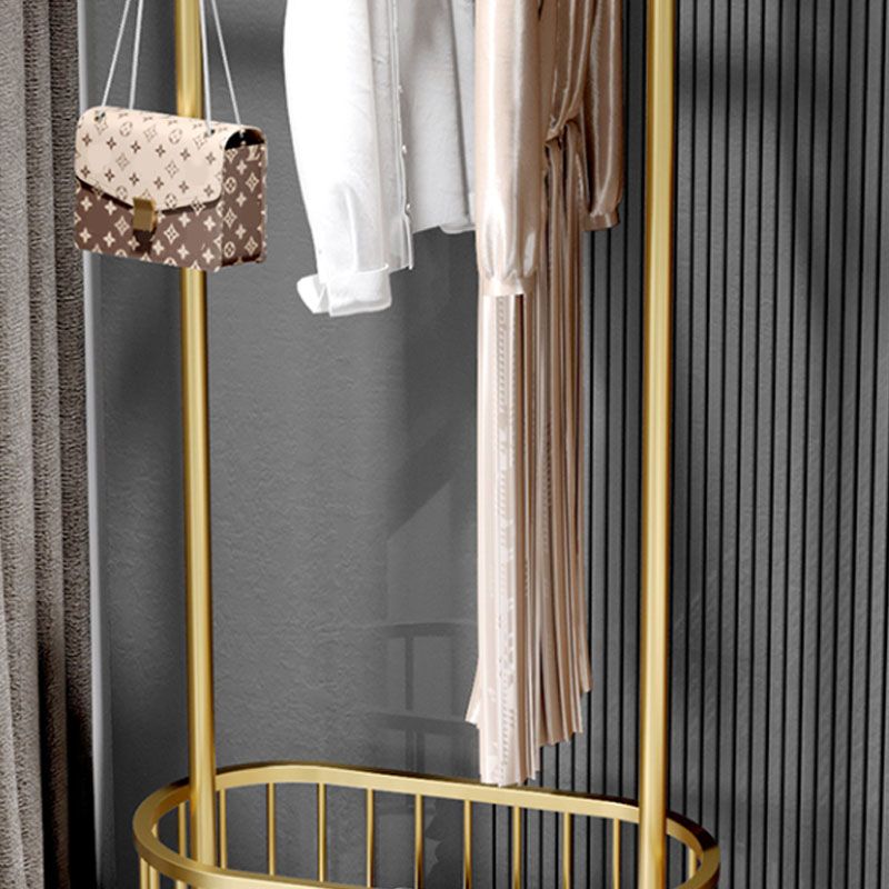 Gorgeous Metal Coat Rack Basket Storage Clothes Hanger with Coat Hooks