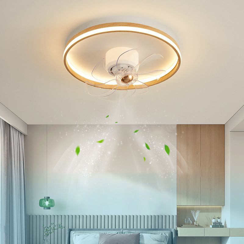 Modern Single Beige/Brown Ceiling Fan Lamp LED Ceiling Fan Light for Living Room