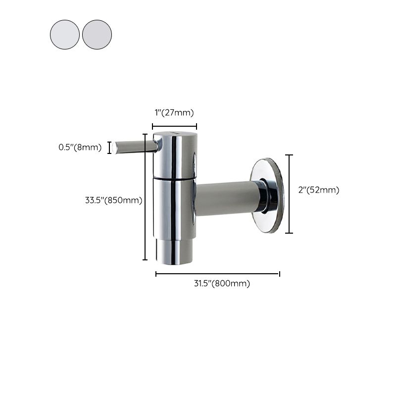 Contemporary Wall Mounted Bathroom Faucet Single Hole Low Arc Solid Brass Circular Faucet