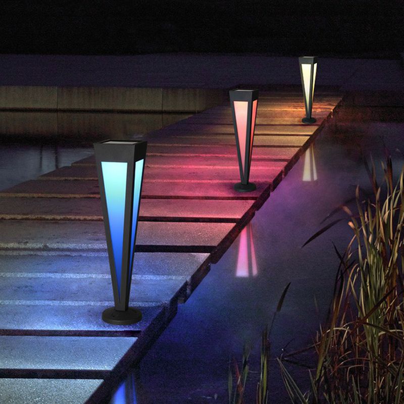 Acrylic Pyramid Shaped Solar Stake Lighting Minimalistic Grey LED Ground Light for Garden