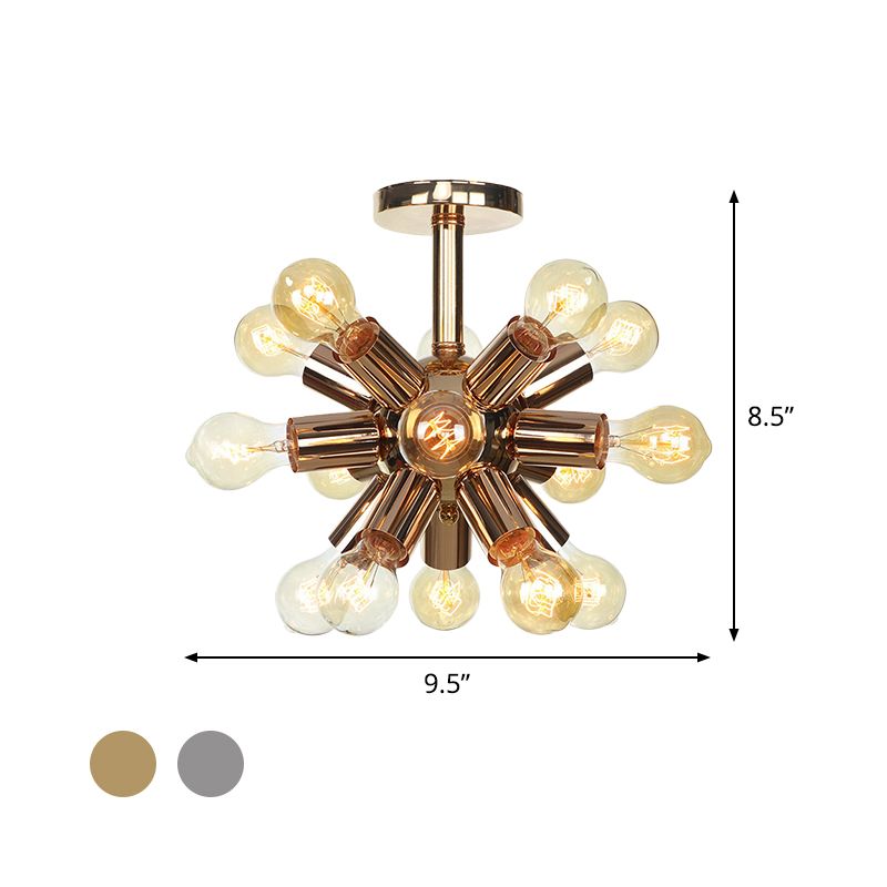 Chroom/Goud Sputnik Semi Flush Mount Vintage Ijzer 6/9/12 Lampjes Restaurant Flush Plafond Lamp Fixture