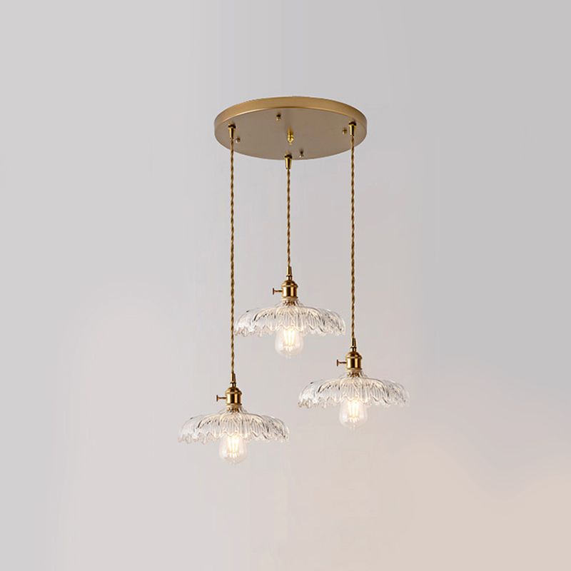 Floral Pendant Light Fixture Nordic Glass Dinning Room Hanging Light Fixture in Clear