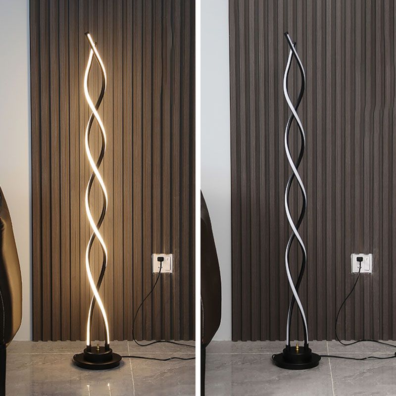 Metal Spiral Floor Lamps Modern Style 1 Light Standard Lamps for Living Room