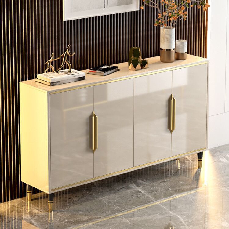 Glam Style Sideboard Beige Side Board with Door for Living Room