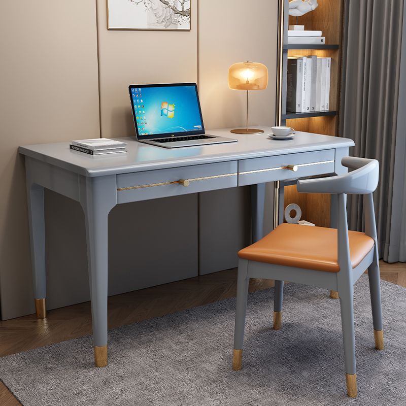 Glam Style Solid Wood Computer Desk Parsons Base Office Desk with Drawer