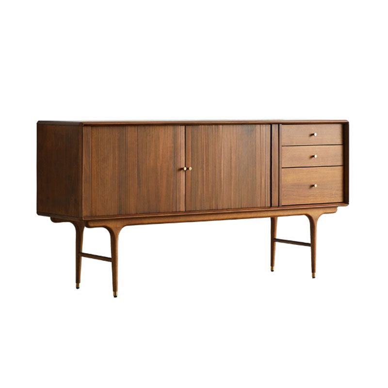 Modern Wood Sideboard Table 3 Drawers Buffet Table Cabinets Included for Living Room