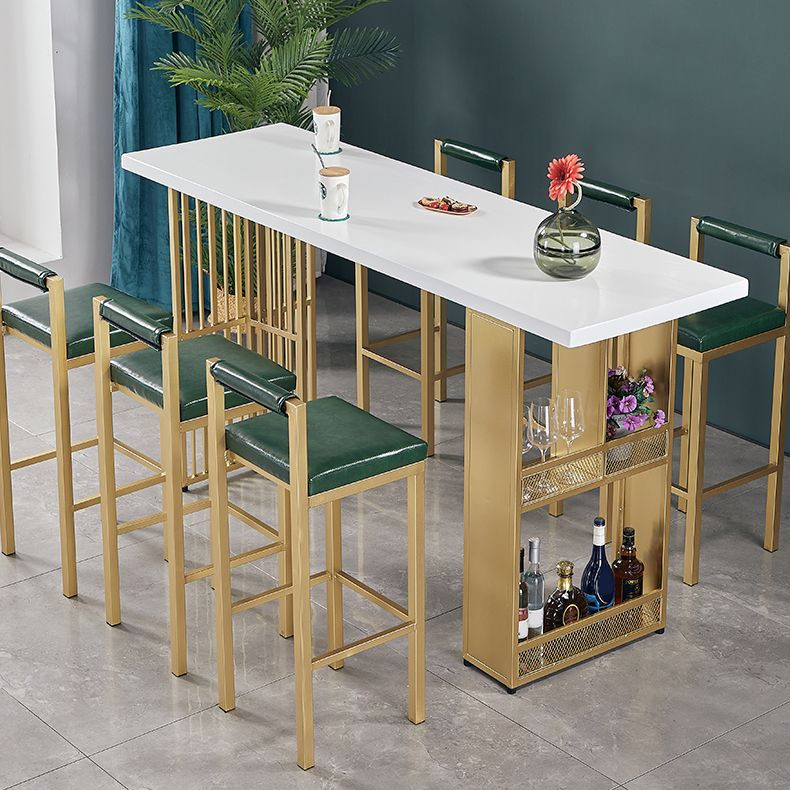 Contemporary Storage Bistro Accent Dining Table Wood and Metal Patio Bar Table