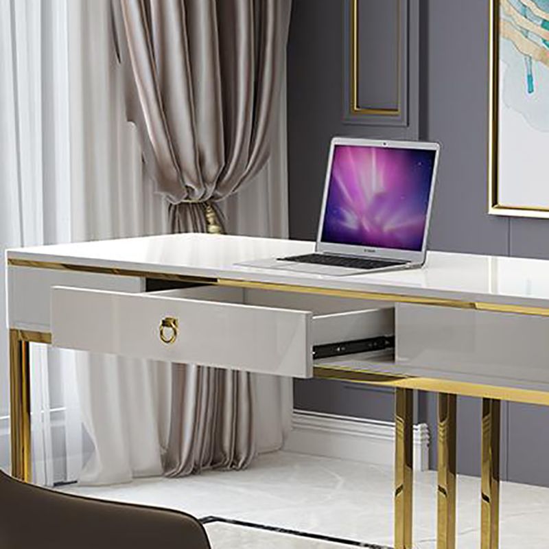 Glam Style 1-drawer Office Desk Metal Base Writing Desk for Office