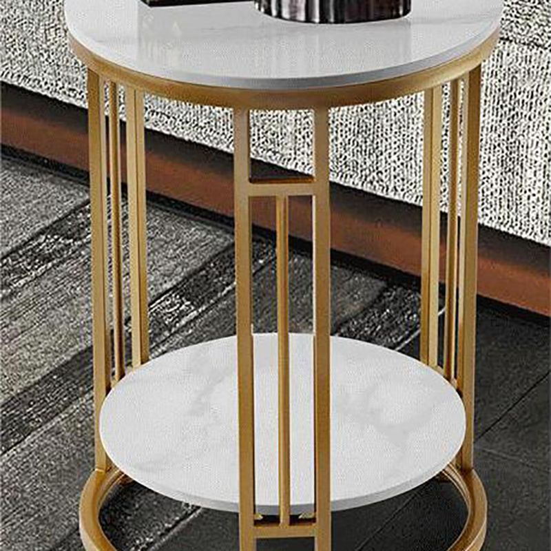 Open Storage Accent Table Nightstand Stone Nightstand for Bedroom