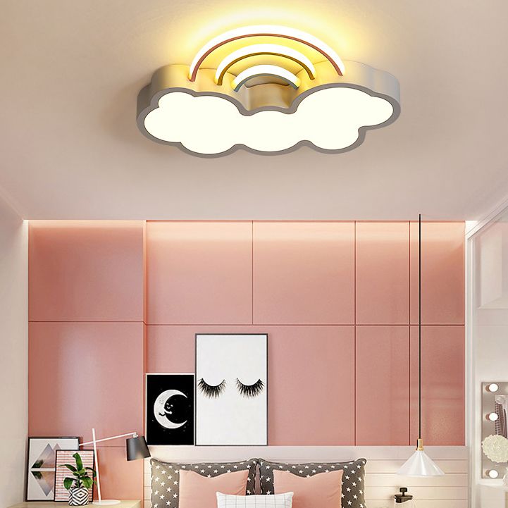 Cloud Shape Flush Light Modern Style Metal 3 Lights Flush Mount in Blue