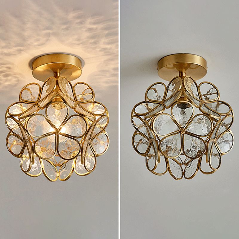 Flower Semi Flush Mount Light Klassische Deckenleuchte aus Glas für den Flur