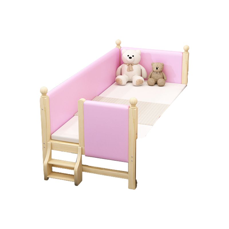 Solid Wood  Baby Crib Modern Light Wood Nursery Bed with Guardrail